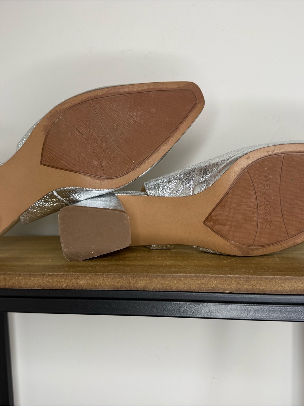 Farylrobin Silver Metallic Slingback Block Heel Pumps - Picture 6 of 7